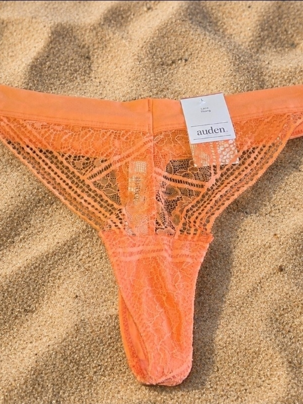 Auden Neon Orange Lace Thong